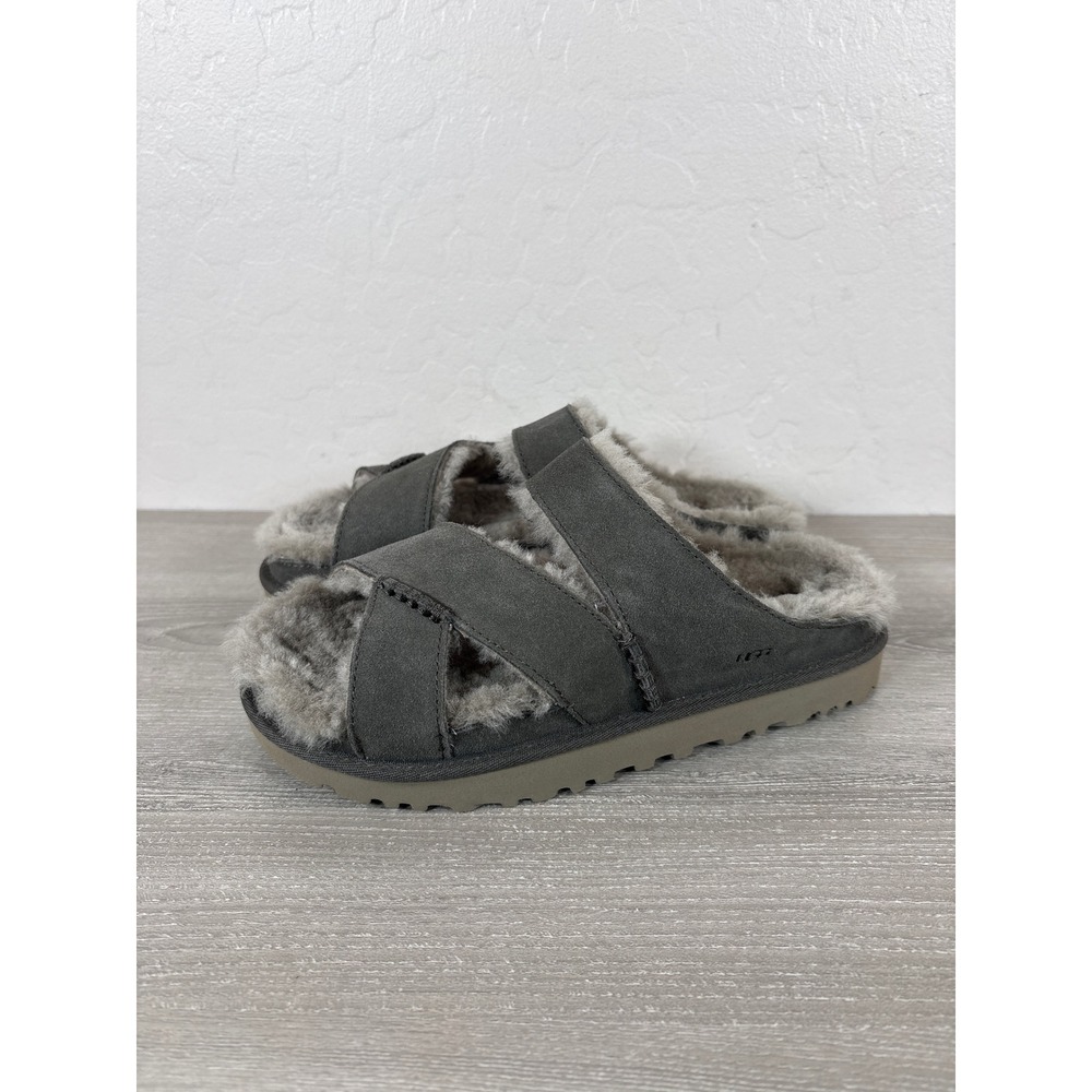 UGG Women's Greenport Cross Strap Slides Slippers Size US 8 DENSE SMOKE